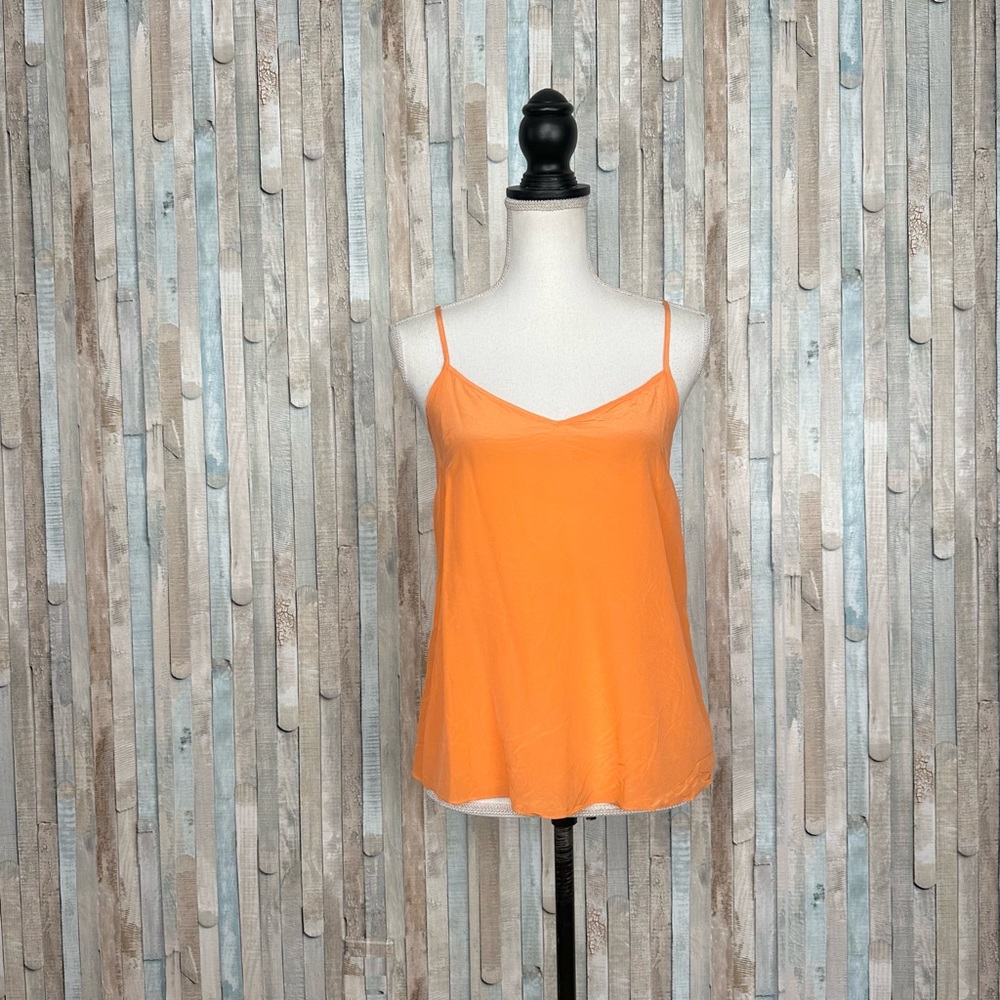 Lilly Pulitzer S Keen Peach Orange 100% Silk Dusk Tank Top Blouse Shell Bright
